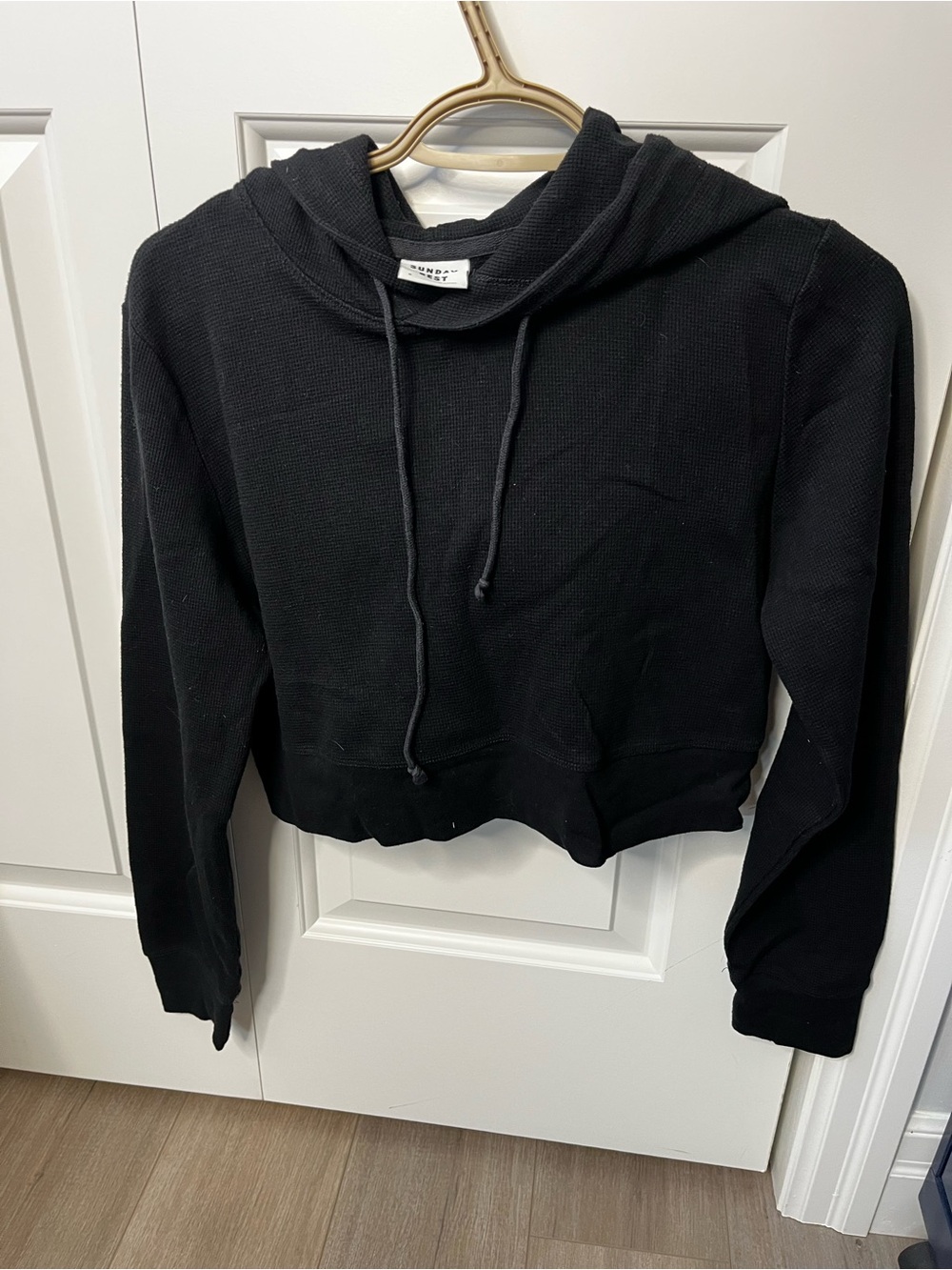 Sunday Best Black Cropped Drawstring Hoodie